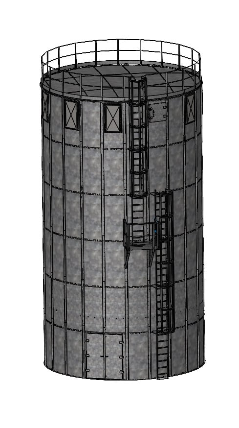 Steel silo type AST with flat roof